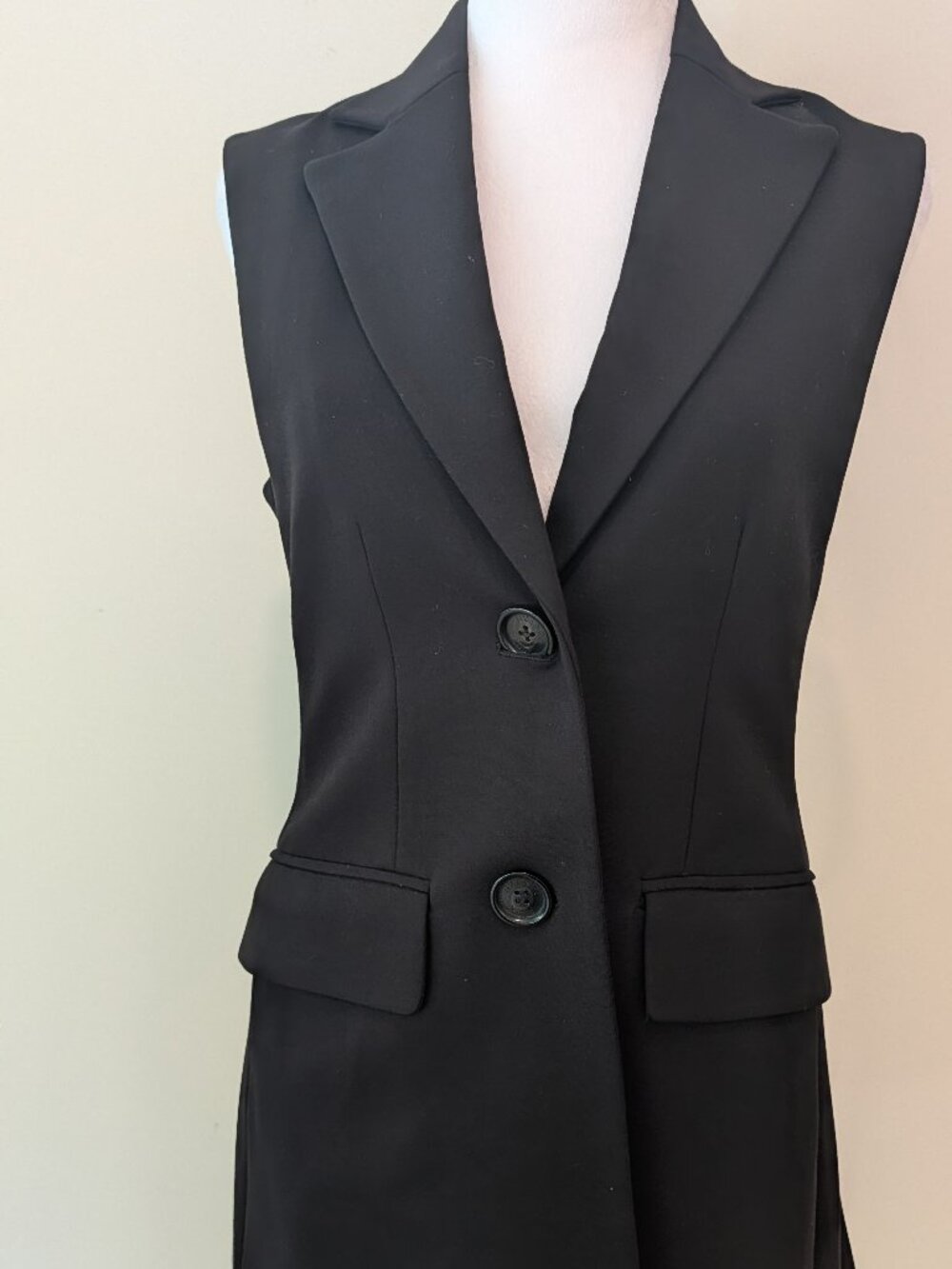 Pink Tartan Black Ponte Longline Tailored Vest Blazer | Size 2